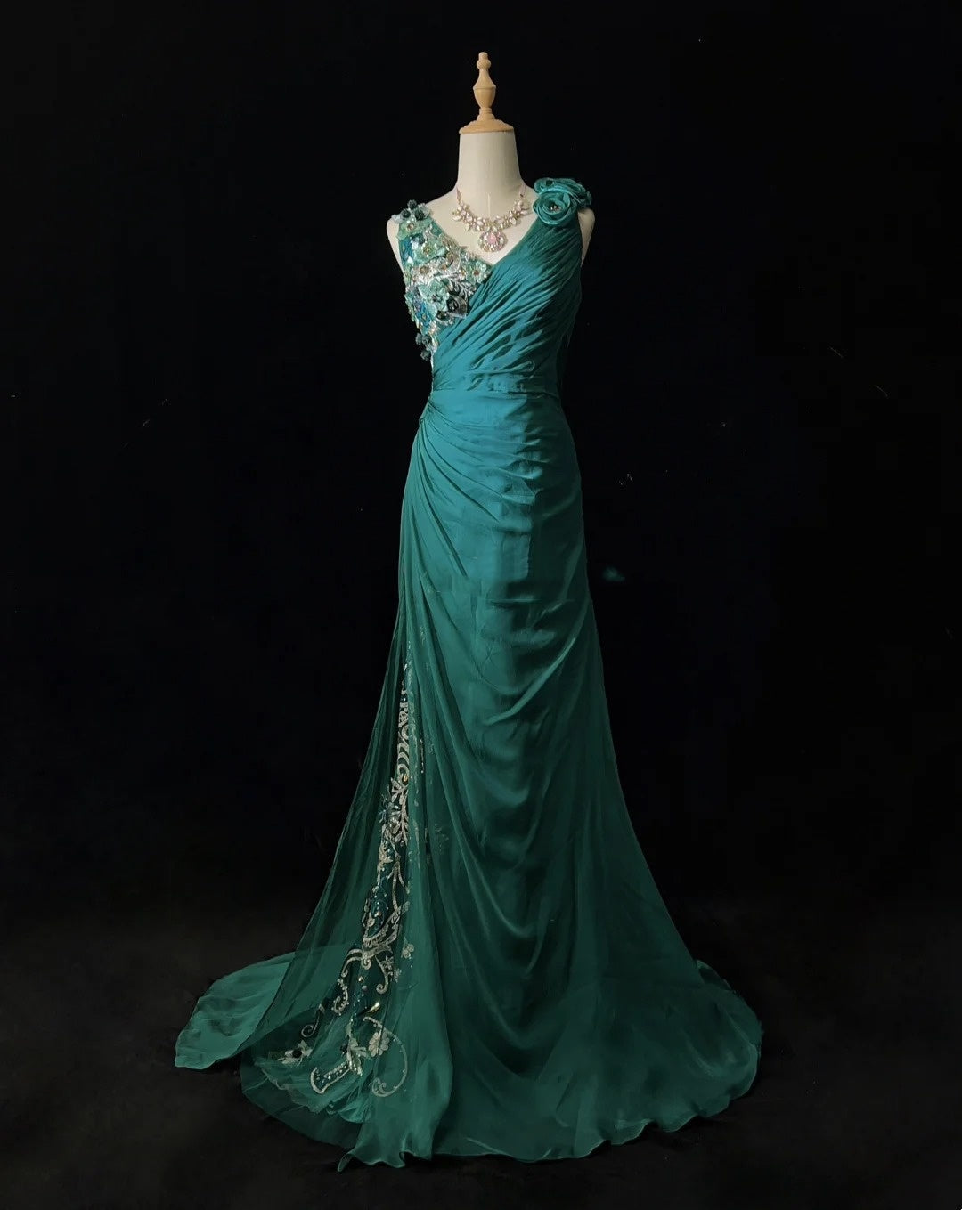 Vintage Prom Dresses Inspo Mermaid V Neck Green Chiffon 90s With Lace Beading For Women Formal Gowns N3313