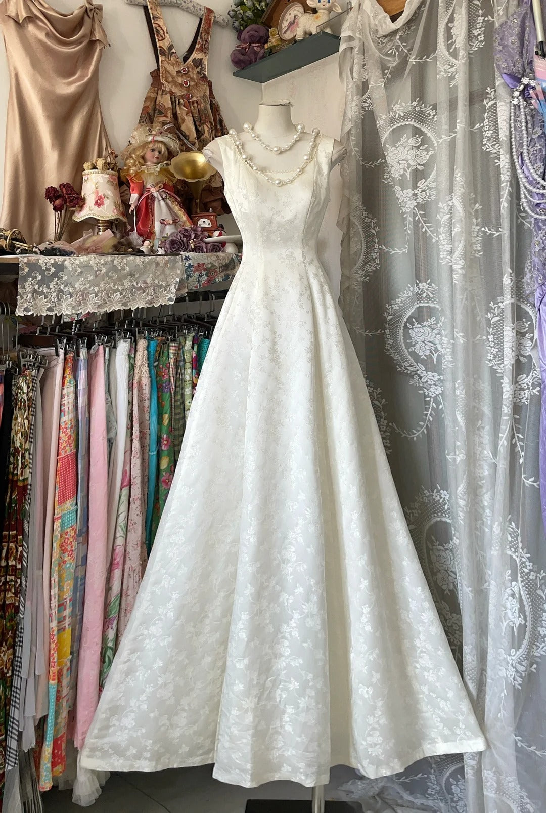 Elegant Fairy A line Square Neck Lace White Evening Gowns Formal Birthday Party Prom Dresses N1712