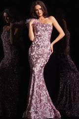 Jovani 25901 One Shoulder Sequin Pattern Prom Dress