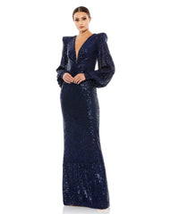 Long Sleeve Sequin Evening Formal Dress Long Sleeve Sequin Evening Mac Duggal 26722