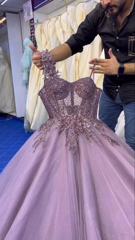 Modest Senior Prom Dresses High Schools Inspiration Ball Gown Lilac With Lace Semi Formal Grad Long Prom Dress For Teens AB2123