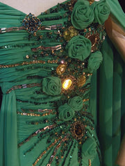 Elegant Prom Dresses Inspo Mermaid Chiffon Green With Flowers Beading For Women Formal Dress N3232