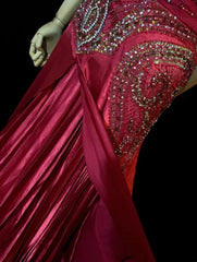 Vintage Prom Dresses Inspo Mermaid Halter 90s Burgundy Satin With Beading For Women Formal Gowns N3311