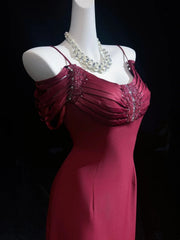 Vintage Prom Dresses Inspo A line Spaghetti Strap 90s Burgundy Satin With Cape For Women Formal Gowns N3310
