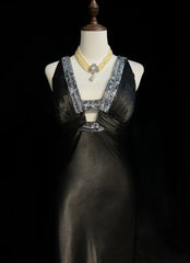 Modest Prom Dresses Inspo Mermaid 90s V Neck Grey With Beads For Women Formal Dress N3283