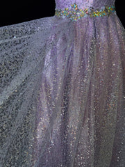 Princess Prom Dresses Inspo Ball Gown Strapless Lilac Sequined Long With Beading Formal Gowns N3393