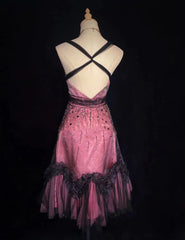Timeless Prom Dresses A Line Spaghetti Strap Black Tulle Tea Length With Beading Homecoming Gown N3255