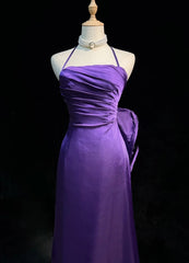 Vintage Prom Dresses Inspo Mermaid Halter Grape Satin Long 1990s With Beading Formal Gowns N3333