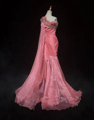 Vintage Prom Dresses Inspo Sheath One Shoulder Pink 80s With Beading Short Formal Gowns N3385