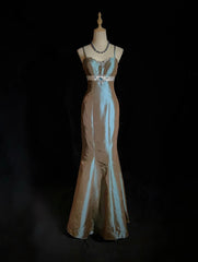 Dreamy 90s Prom Dresses Mermaid Spaghetti Strap Satin With Beading Formal Evening Outfits N3825