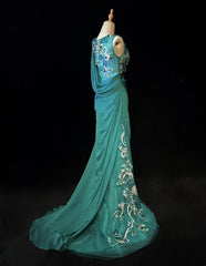 Vintage Prom Dresses Inspo Mermaid V Neck Green Chiffon 90s With Lace Beading For Women Formal Gowns N3313