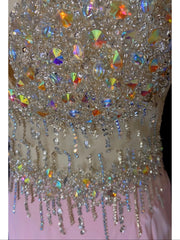 Vintage Prom Dresses Inspo A line Halter Pink Chiffon Beading With Backless For Women Formal Dress N3256