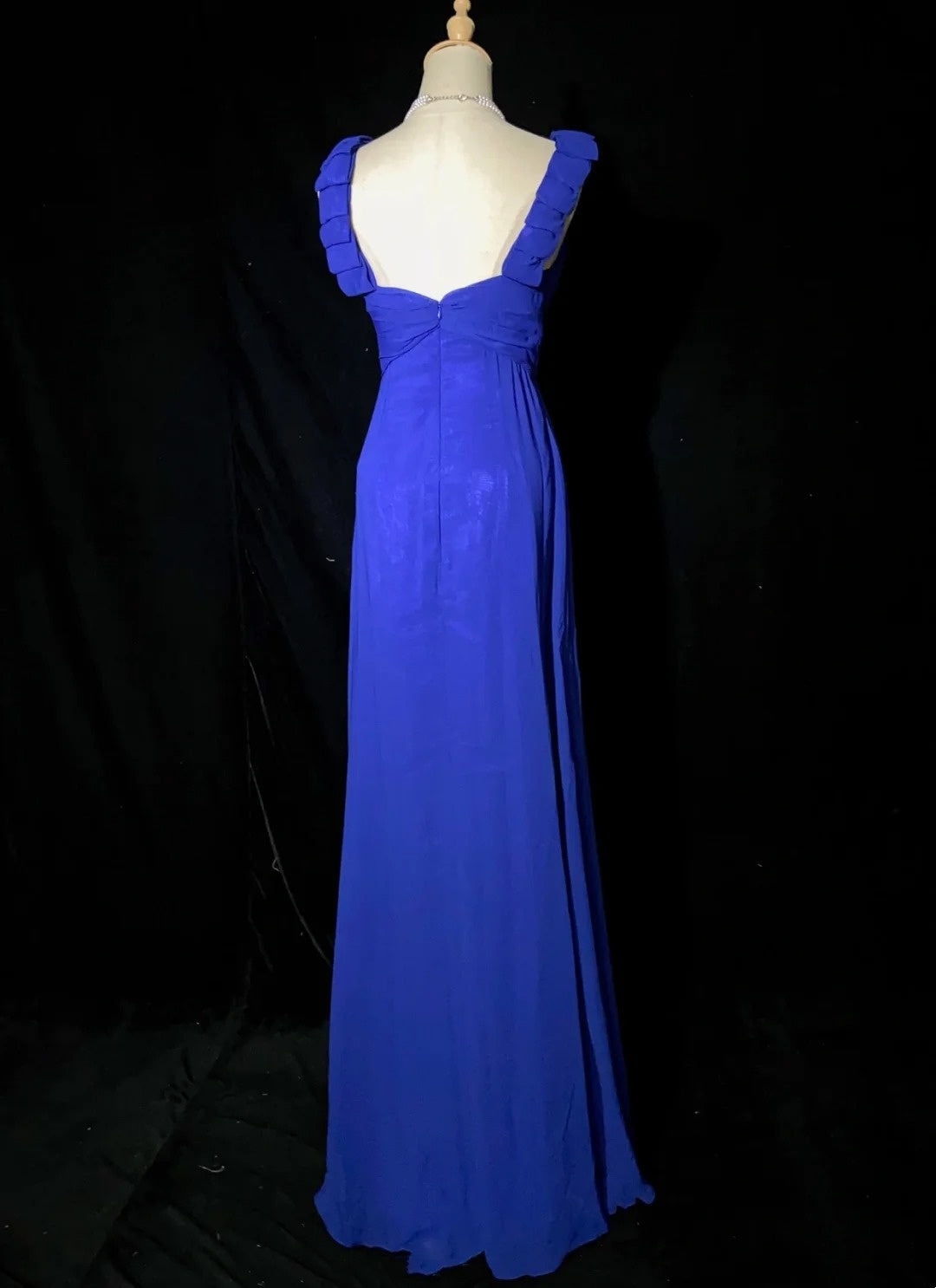 Vintage Prom Dresses Inspo A Line V Neck Royal Blue Chiffon Long 1990s With Beading Formal Gowns N3352