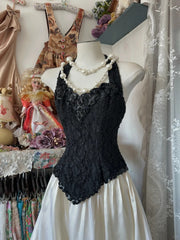 Classy Prom Dresses Ball Gown Halter Black Lace Tops Long Formal Evening Outfits N3730