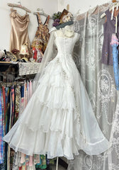 Classy Prom Dresses Ball Gown White Tiered Layers Sleeveless Long Formal Evening Outfits N3772