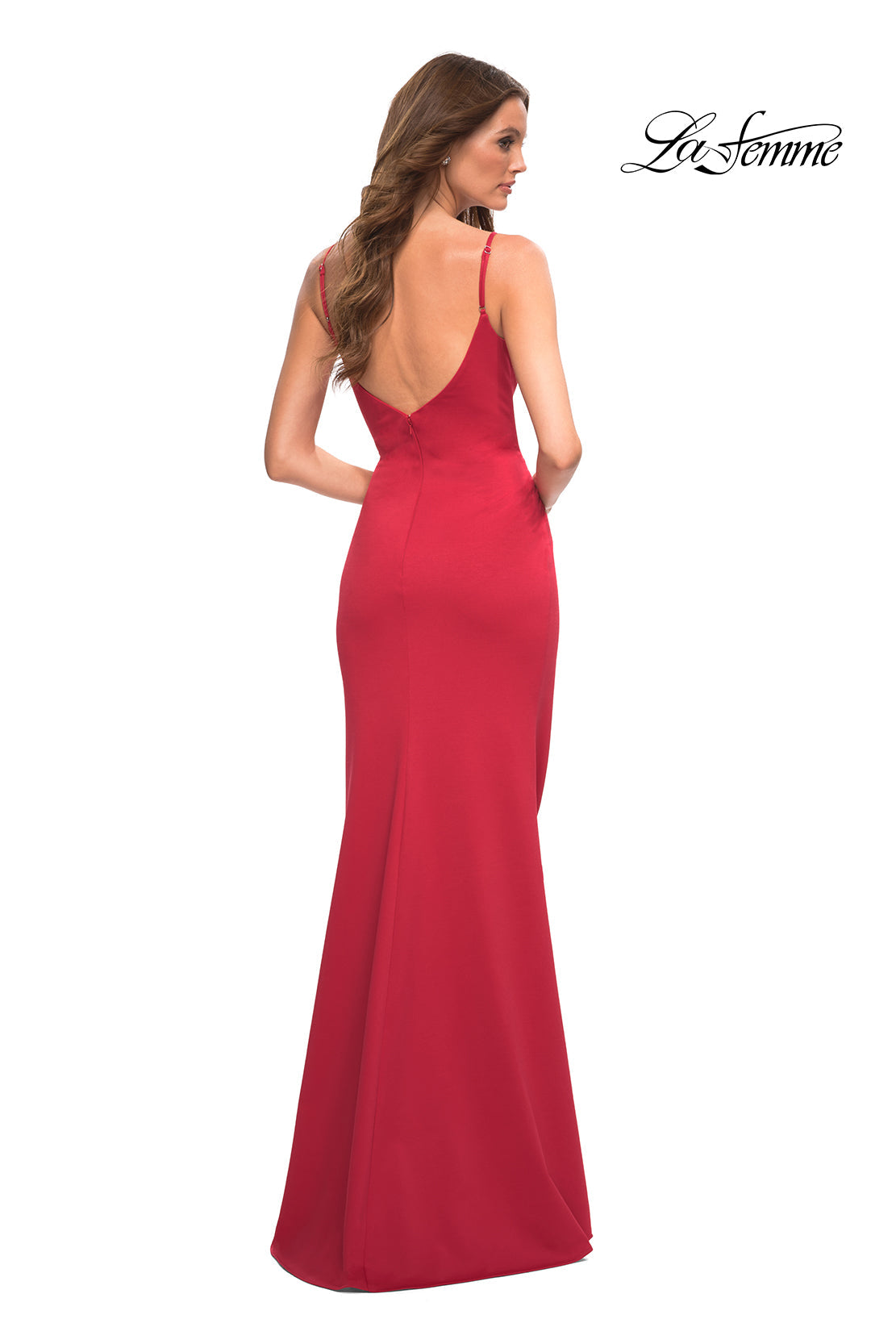 La Femme Simple Long Jersey Prom Dress with Slit