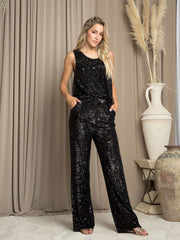 Eva Fashion 3474 Long Sequin Formal Two Piece Pant Suit