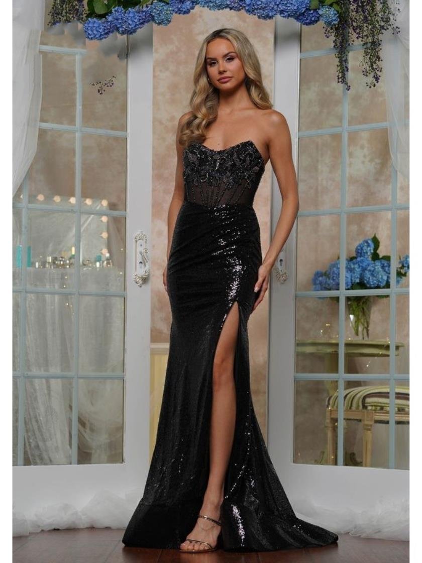 Colors 3512 Formal Long Slit Beaded Prom Dress