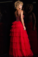 Jovani 38090 Long Beaded Formal Layered Skirt Prom Dress