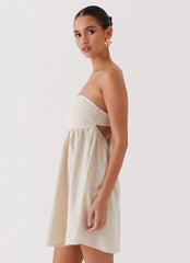 Night Changes Linen Mini Dress - Oatmeal