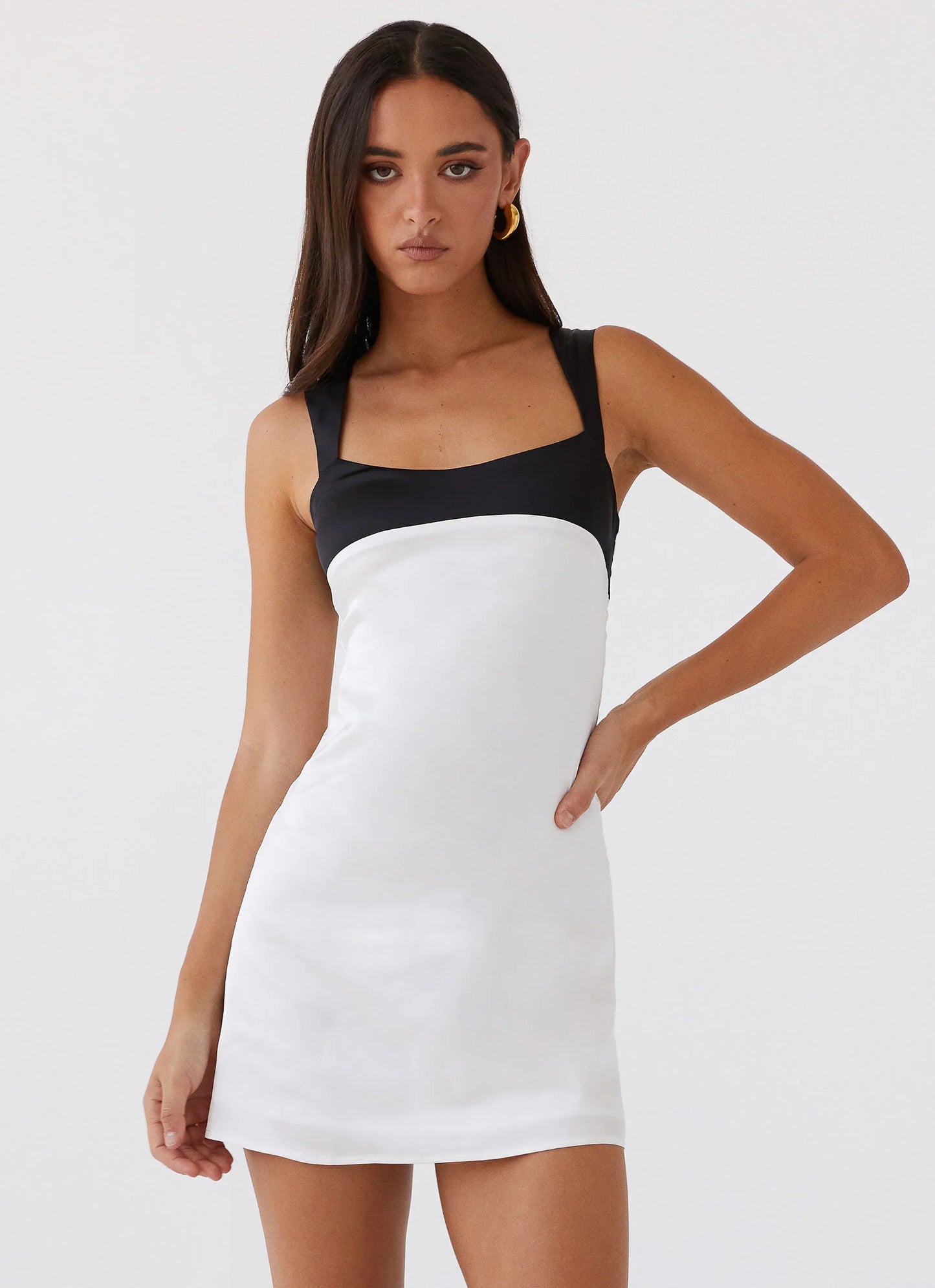 Odette Satin Mini Dress - Noir Pearl