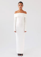 Alexandra Off Shoulder Knit Maxi Dress - Ivory