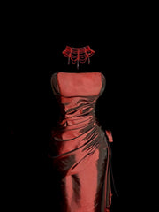 Modest Prom Dresses Inspo Mermaid Strapless Burgundy With Ruffled 80s Long Formal Gowns N3407