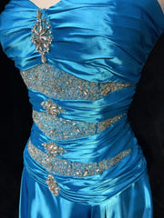 Modest Prom Dresses Inspo Mermaid Sweetheart Blue Satin With Beading For Women Formal Dress N3213