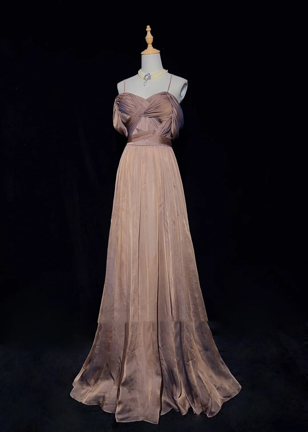 Vintage Prom Dresses 80s A Line Spaghetti Strap With Ruffled Long Evening Outfits N3454