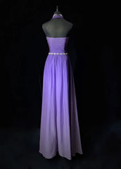 Vintage Prom Dresses Inspo A Line Halter Gradient Grape Chiffon Long 1990s With Beading Formal Gowns N3338