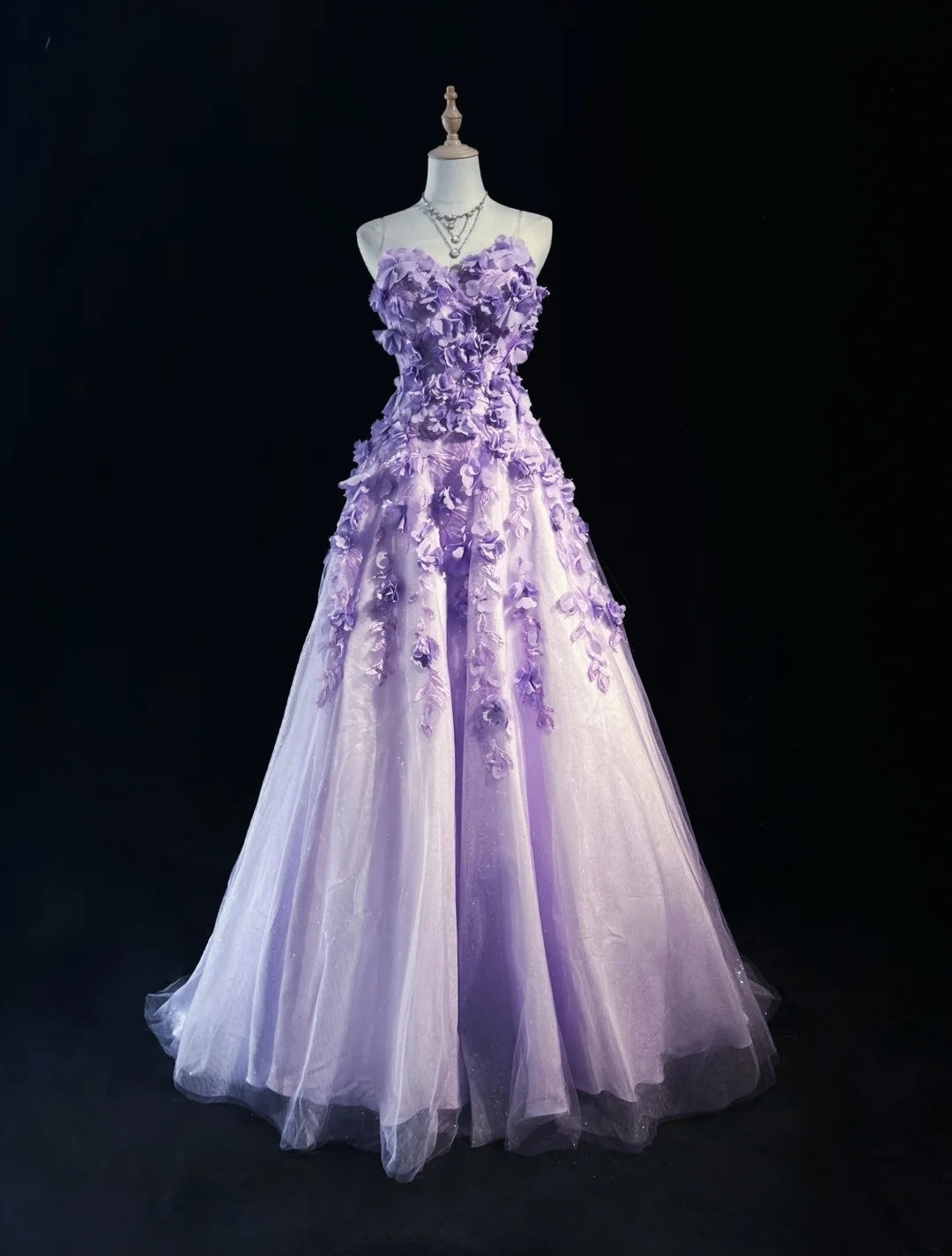 Princess Prom Dresses Ball Gown Off The Shoulder Lilac With 3D Flowers Formal Evening Outfits N3894