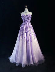 Princess Prom Dresses Ball Gown Off The Shoulder Lilac With 3D Flowers Formal Evening Outfits N3894