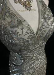 Vintage Prom Dresses Inspo Mermaid Halter Silver Gray Sequin 80s With Backless Formal Gowns N3369