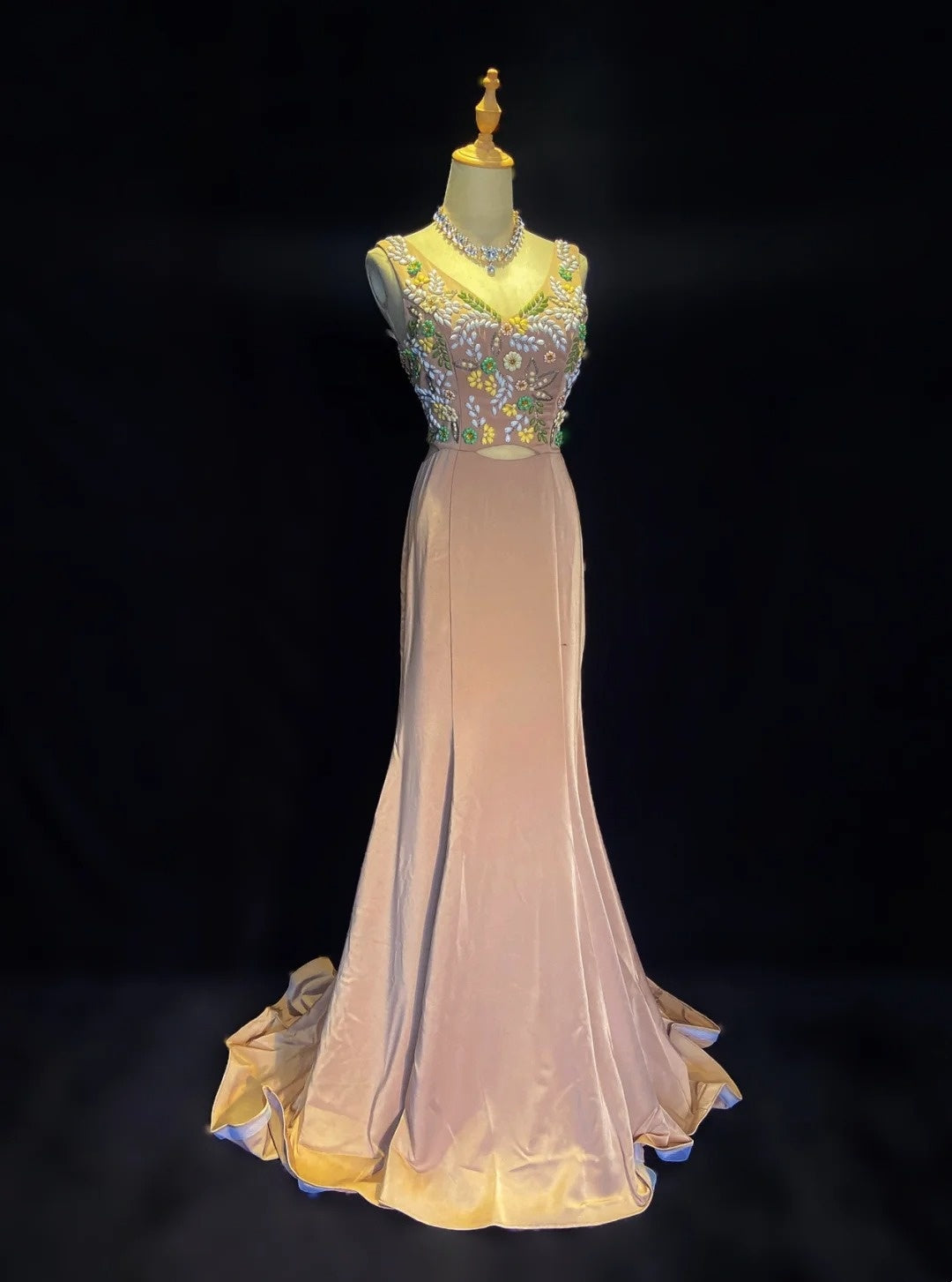 Beautiful Prom Dresses Mermaid V Neck Blush Pink With Flowers Beading Long Evening Outfits N3315