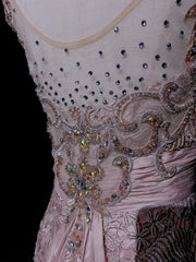 Vintage Prom Dresses 1960s Mermaid V Neck Pink Lace With Appliqued Beaded Long Prom Gown N3107