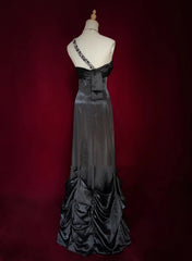 Modest Prom Dresses Inspo A Line One Shoulder Black Tie Dress With Beading For Women Formal Gown N3280
