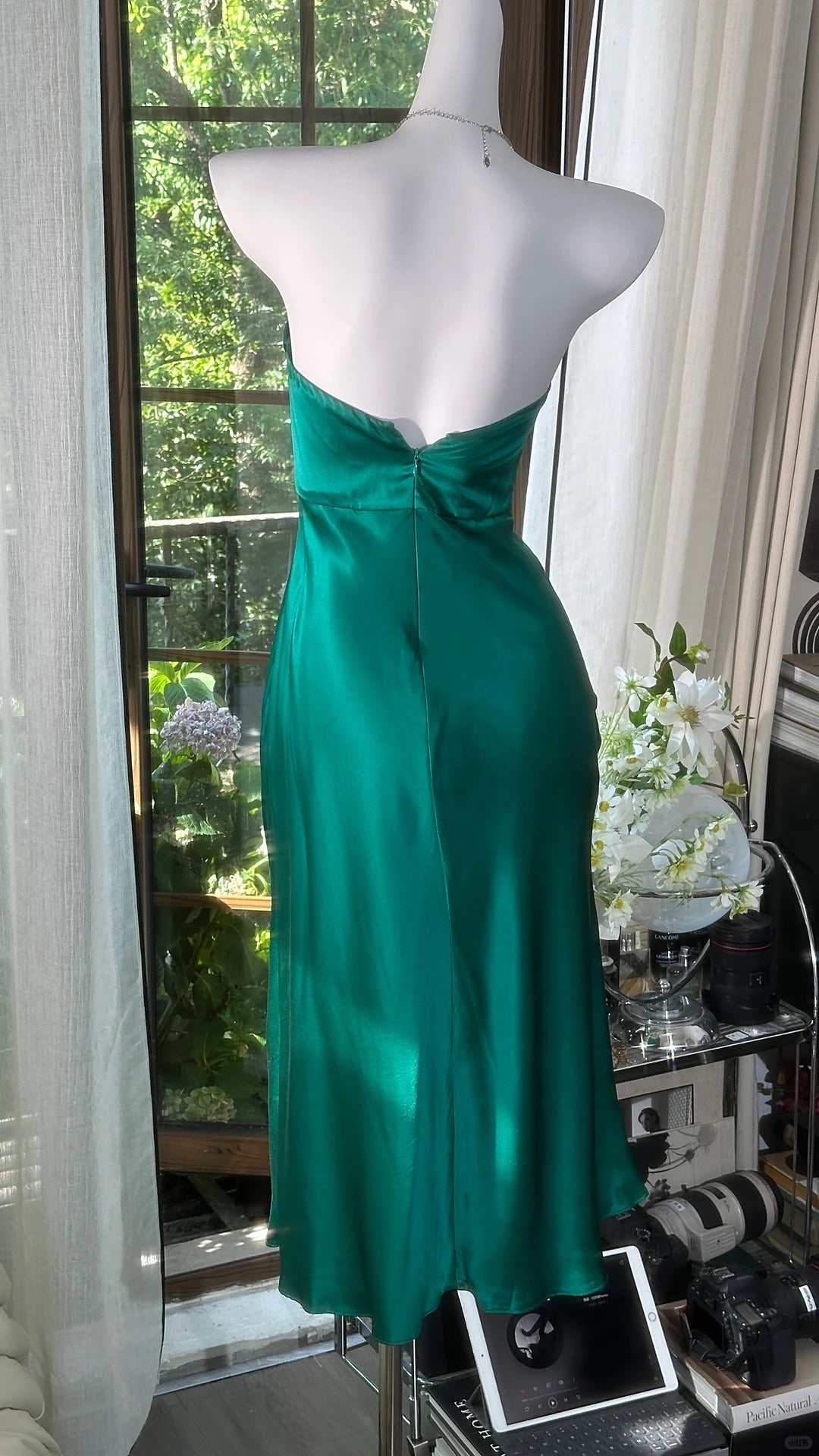 Charming Prom Dresses Mermaid Strapless Blue Chiffon Mid Length Evening Outfits N3574