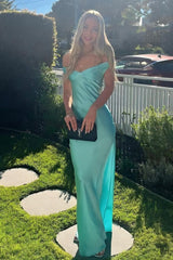 Off The Shoulder Sheath Satin Yellow Prom Dress Long Formal Dresses Graduation Dress N1618