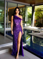 Primavera Couture 4112 Long Sequin Prom Feather Formal Dress