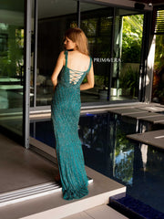 Long Fitted Prom Beaded Fringes Formal Dress by Primavera Couture 4127