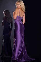 Jovani 42259 Long Fitted Formal Beaded Applique Slit Prom Dress