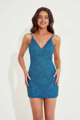 Primavera Couture 4247 Short Homecoming Fitted Sequin Dress