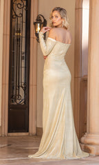 Long Sleeve Off-the-Shoulder Long Formal Dress