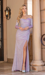 Long Sleeve Off-the-Shoulder Long Formal Dress