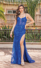 Sheer-Corset Long Glitter Prom Dress 4334