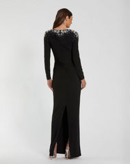 Long Sleeve Beaded Dress Formal Mac Duggal 44063