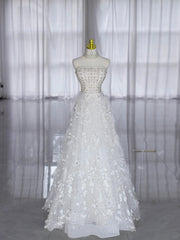 Pretty Prom Dresses Ball Gown Strapless White Sequined With Beading Long Formal Dress N2995