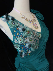 Vintage Prom Dresses Inspo Mermaid V Neck Green Chiffon 90s With Lace Beading For Women Formal Gowns N3313