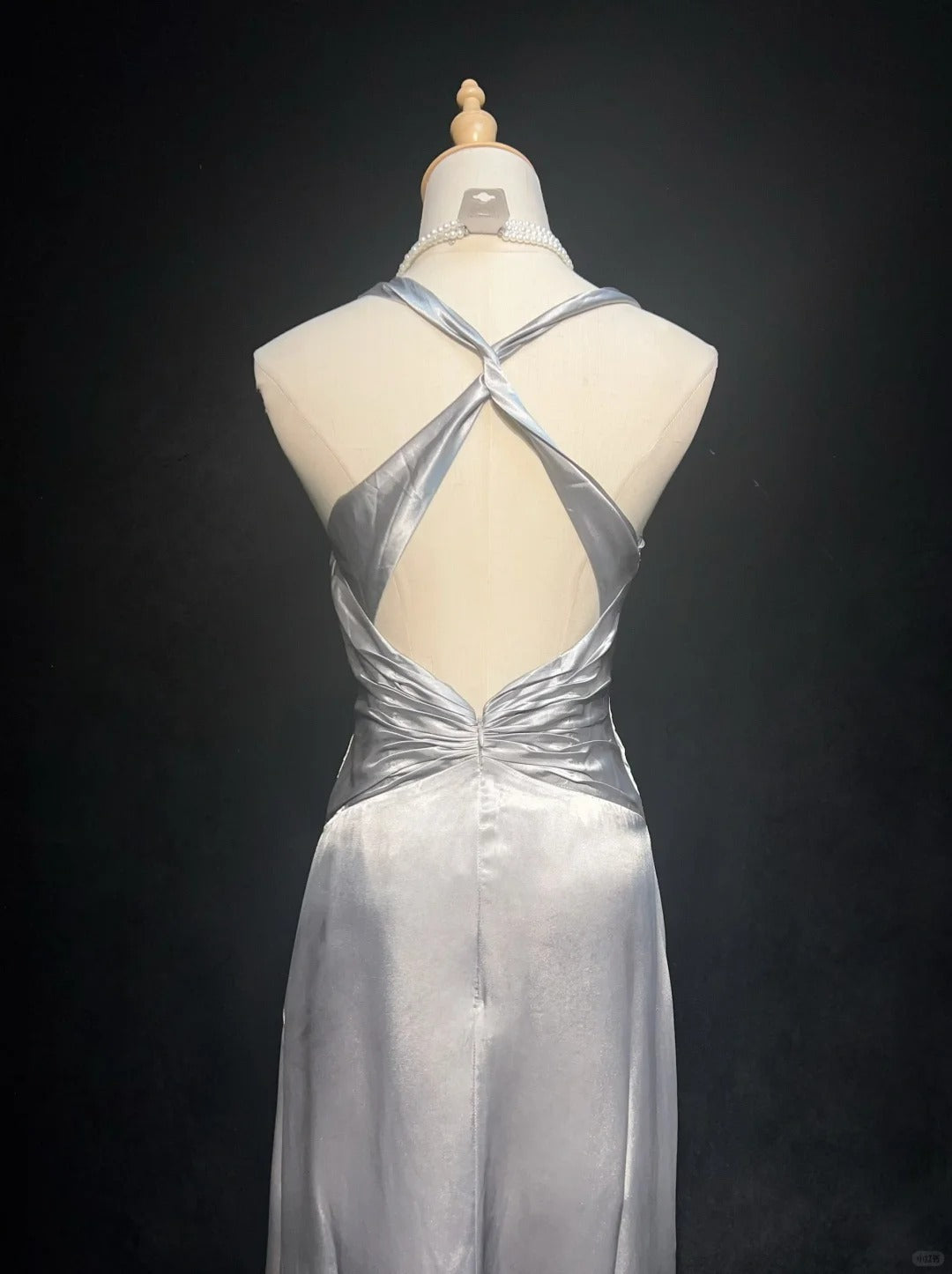 Vintage Prom Dresses 2000s A line Halter Silver Gray With Ruffle Long Prom Gown N3028