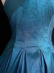 Beautiful Prom Dresses Ball Gown Sweetheart Blue Satin With Ruffled Long Evening Outfits N3377